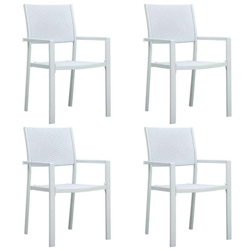 Scaune de grădină, 4 buc., alb, plastic, aspect ratan