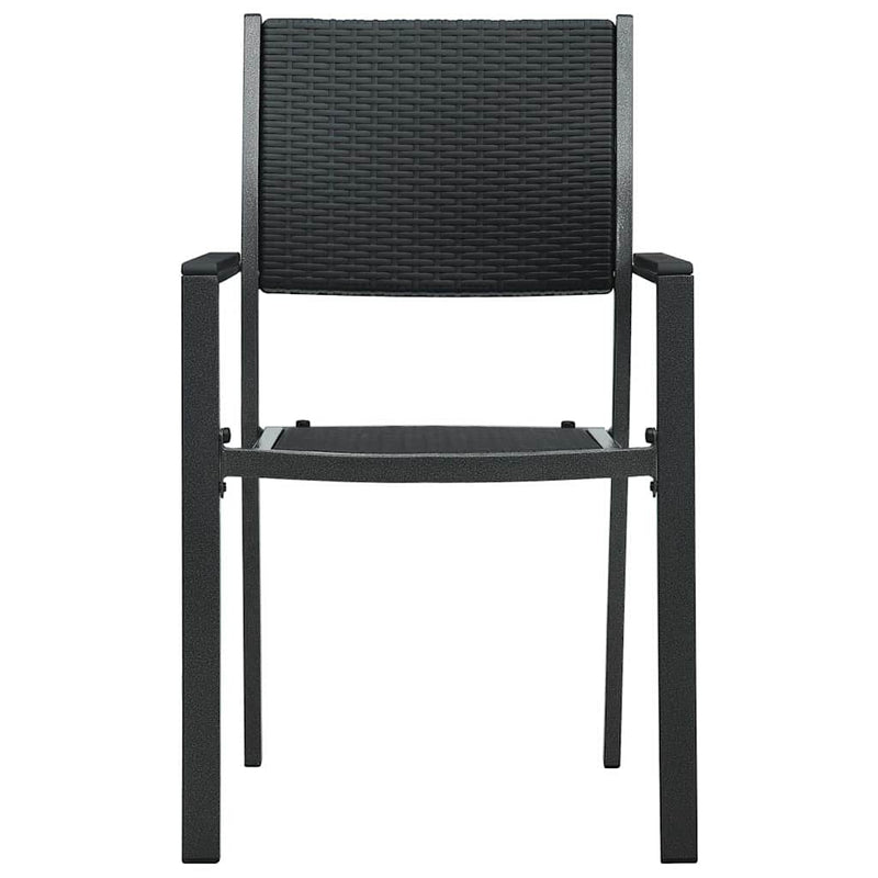 Scaune de grădină, 2 buc., negru, plastic, aspect ratan