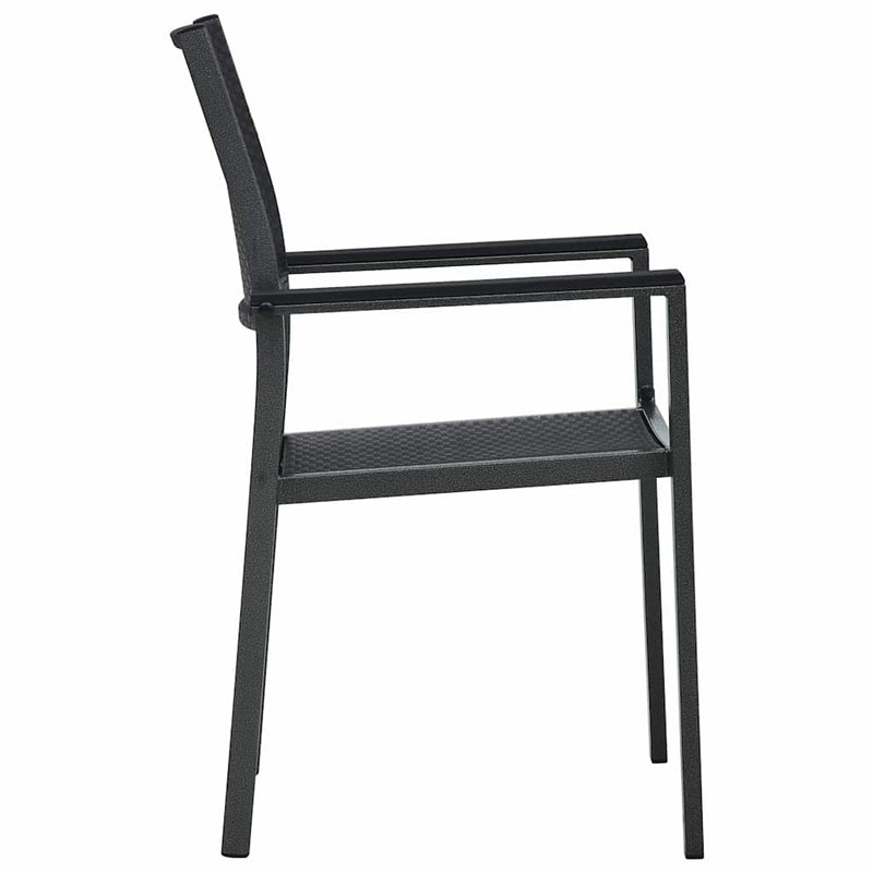 Scaune de grădină, 2 buc., negru, plastic, aspect ratan
