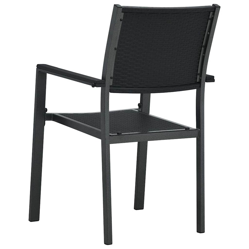 Scaune de grădină, 2 buc., negru, plastic, aspect ratan