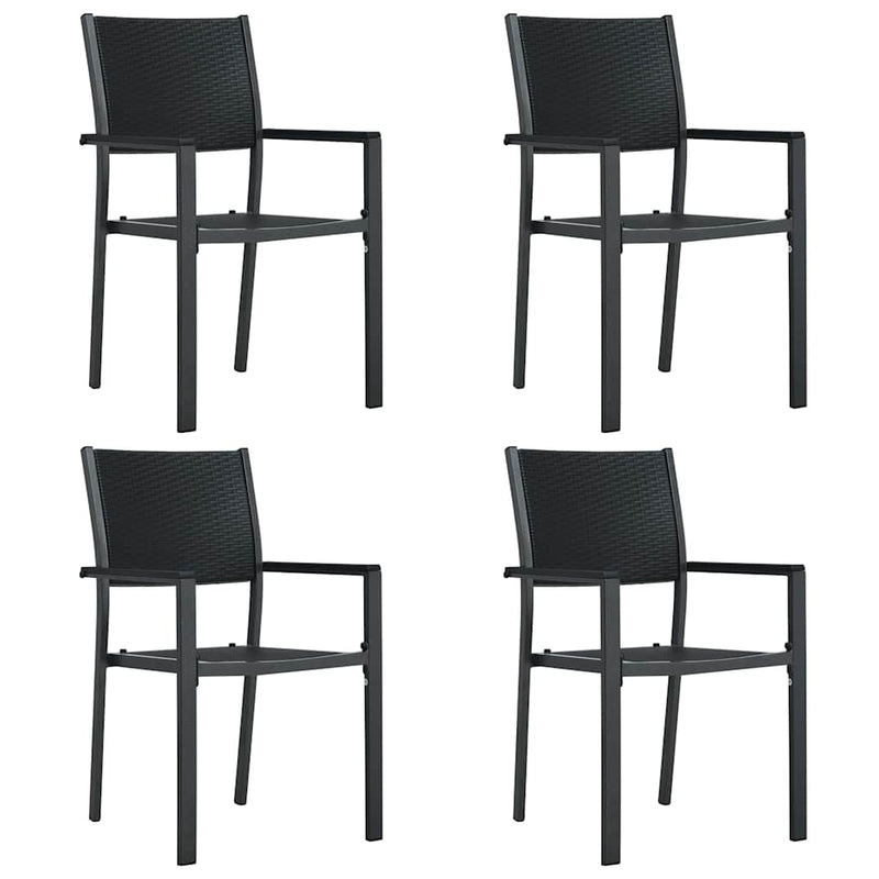 Scaune de grădină, 4 buc., negru, plastic, aspect ratan