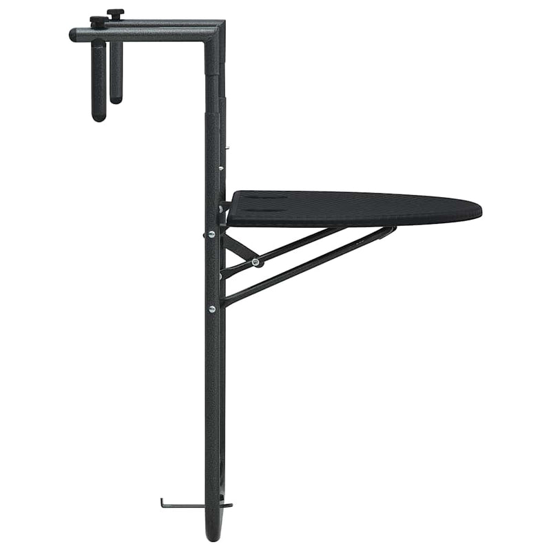 Masă balcon suspendată negru 60x64x83,5 cm plastic aspect ratan