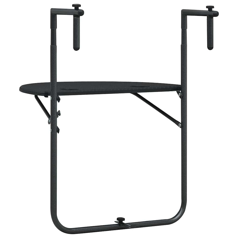 Masă balcon suspendată negru 60x64x83,5 cm plastic aspect ratan