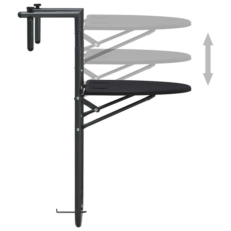 Masă balcon suspendată negru 60x64x83,5 cm plastic aspect ratan