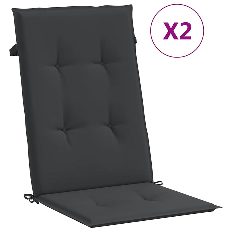 Perne scaun spătar înalt, 2 buc., negru, 120x50x3 cm, textil