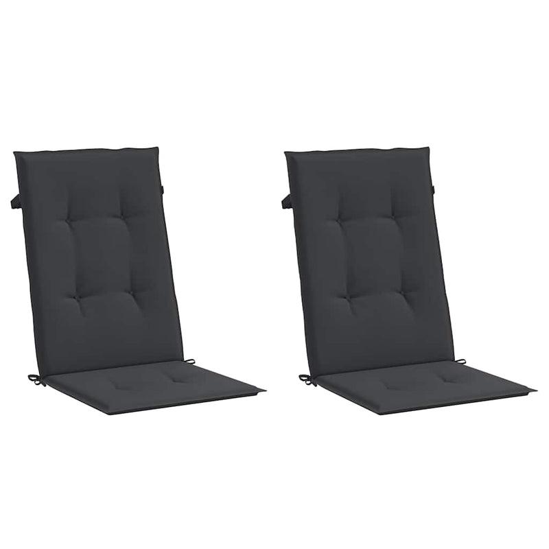 Perne scaun spătar înalt, 2 buc., negru, 120x50x3 cm, textil