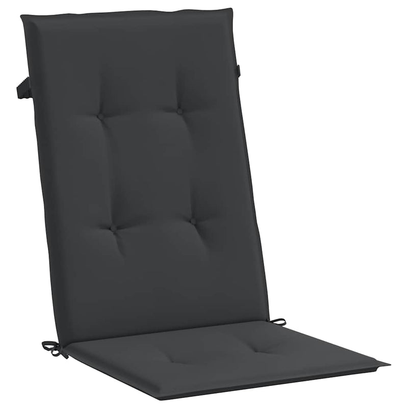 Perne scaun spătar înalt, 2 buc., negru, 120x50x3 cm, textil