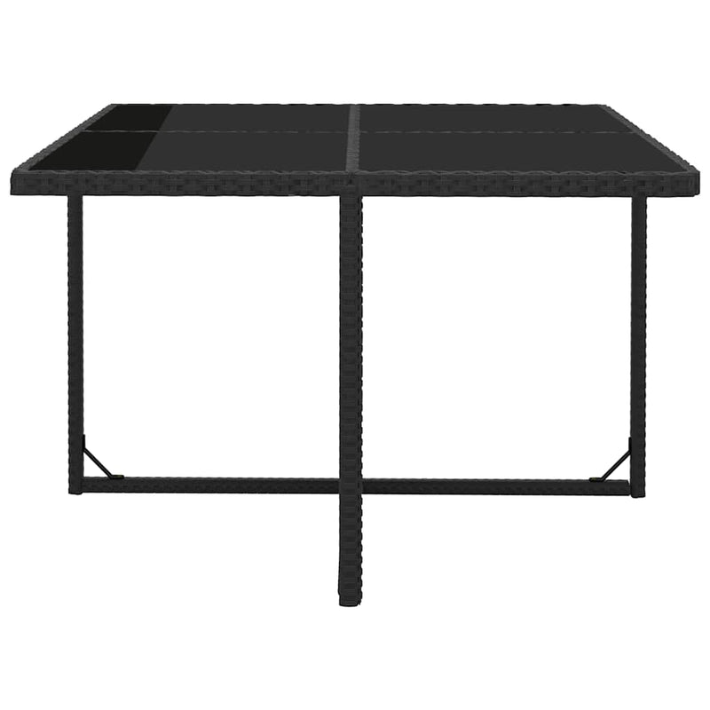 Set mobilier de exterior cu perne, 9 piese, negru, poliratan
