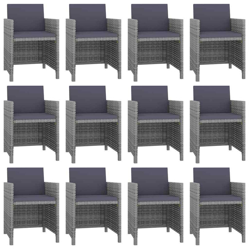 Set mobilier de exterior cu perne 13 piese, antracit, poliratan