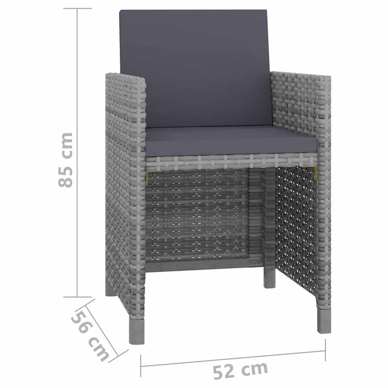 Set mobilier de exterior cu perne 13 piese, antracit, poliratan