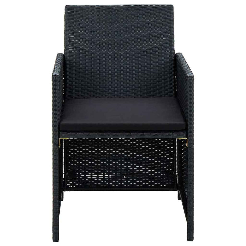 Set mobilier de grădină cu perne, 4 piese, negru, poliratan
