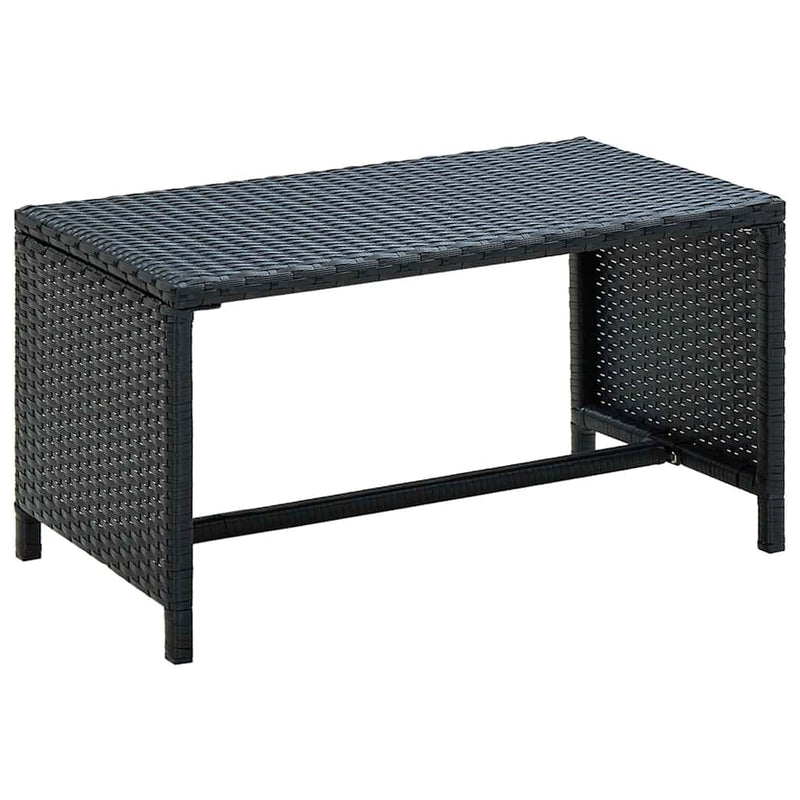 Set mobilier de grădină cu perne, 4 piese, negru, poliratan