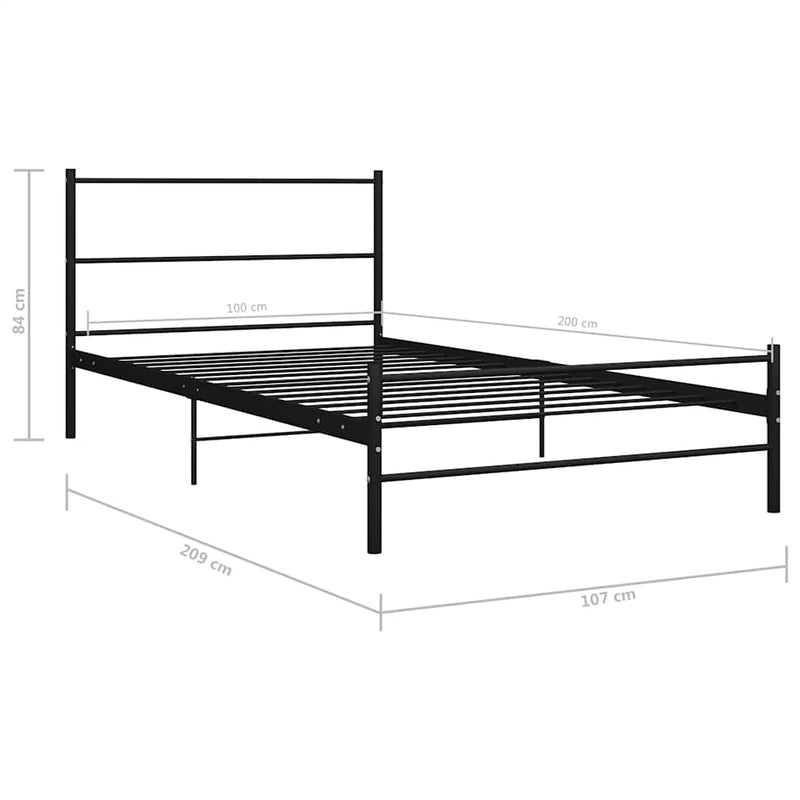 Cadru de pat, negru, 100 x 200 cm, metal