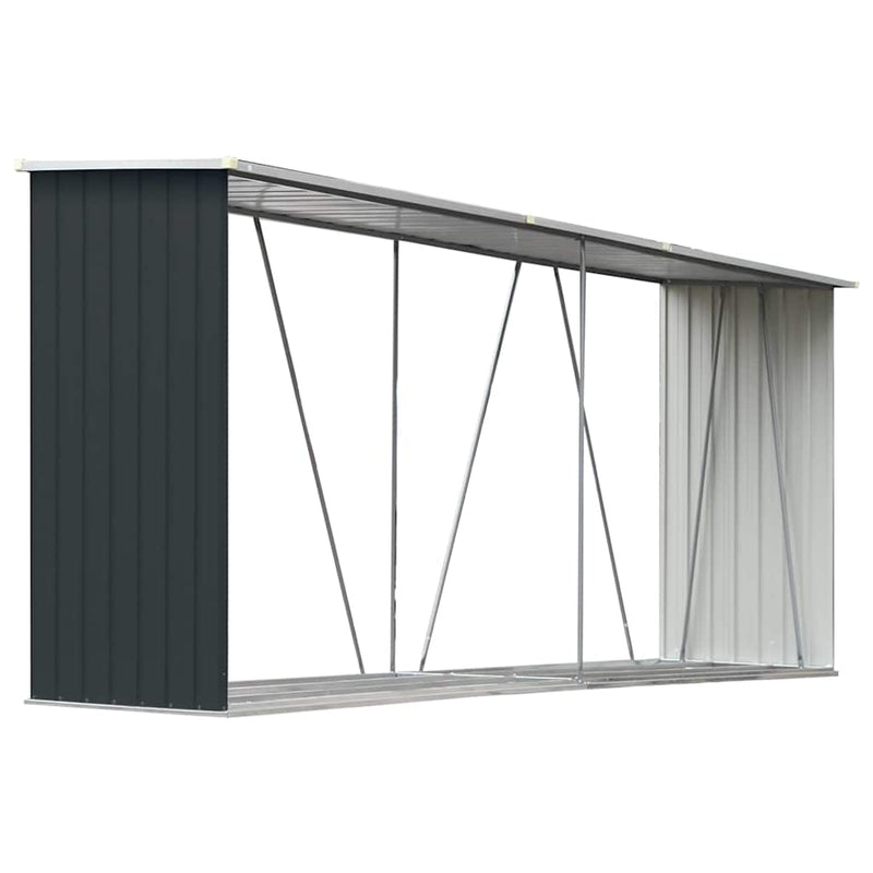 Șopron depozitare lemne antracit 330x84x152 cm oțel galvanizat