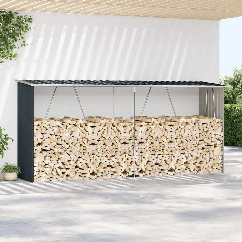Șopron depozitare lemne antracit 330x84x152 cm oțel galvanizat