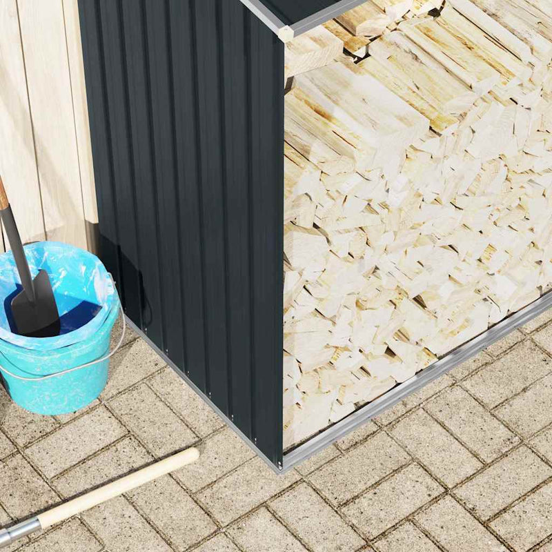 Șopron depozitare lemne antracit 330x84x152 cm oțel galvanizat