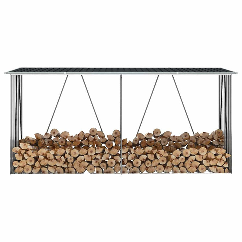 Șopron depozitare lemne antracit 330x84x152 cm oțel galvanizat