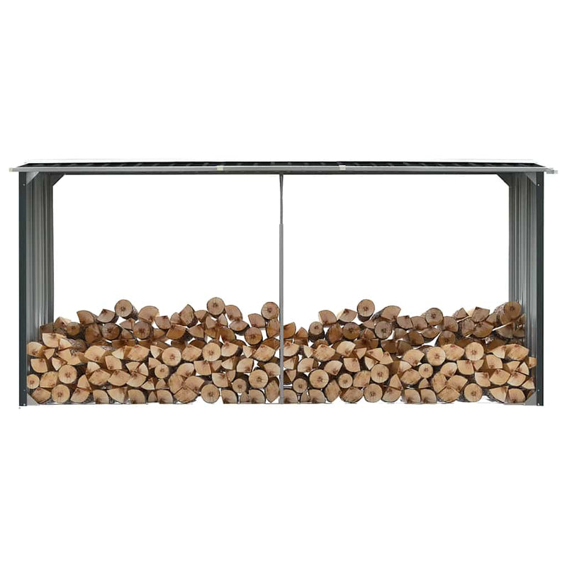 Șopron depozitare lemne antracit, 330x92x153 cm oțel galvanizat