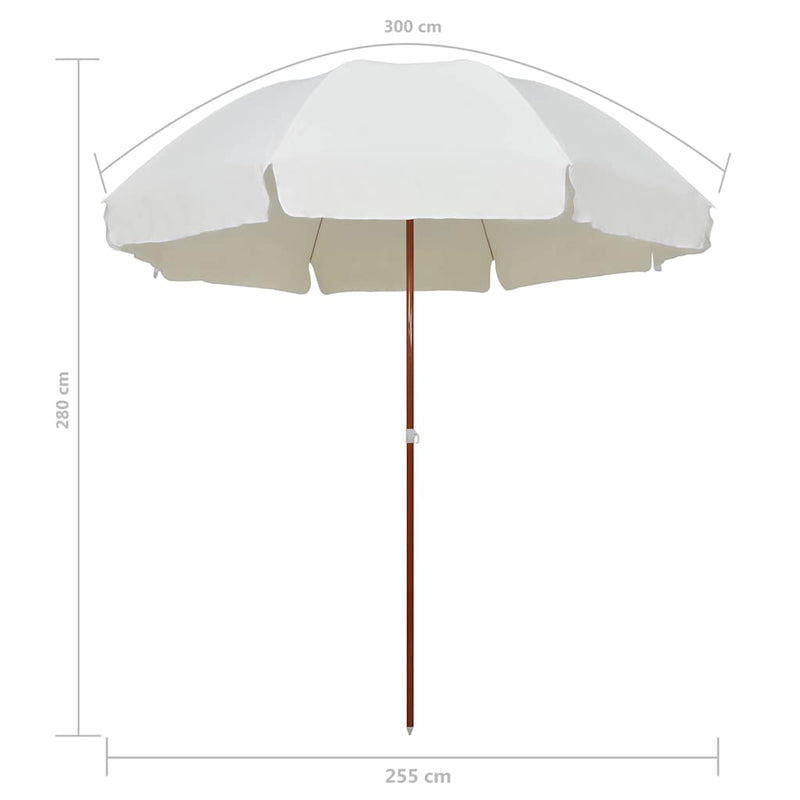 Umbrelă soare de grădină cu stâlp din oțel, nisipiu, 300 cm
