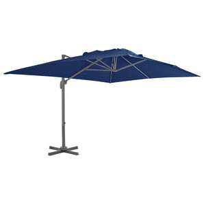 Umbrelă în consolă cu stâlp din aluminiu, albastru azur, 4x3 m