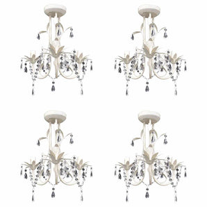 Candelabre suspendate de plafon cu cristale 4 buc. alb elegant