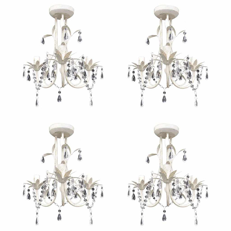 Candelabre suspendate de plafon cu cristale 4 buc. alb elegant