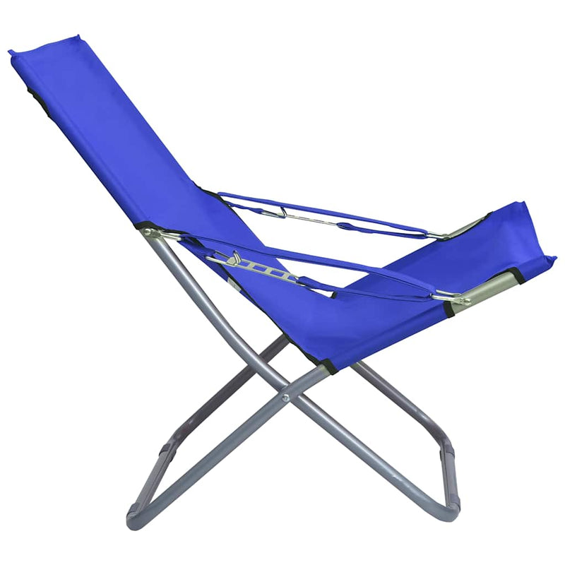 Scaune pliante 2 buc. Material textil albastru