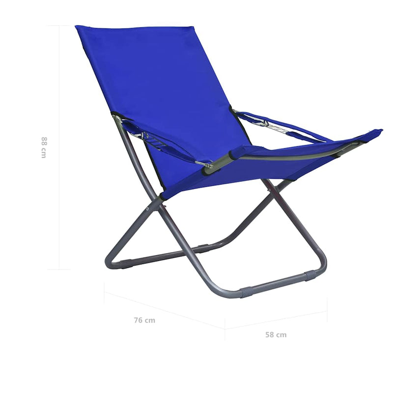 Scaune pliante 2 buc. Material textil albastru
