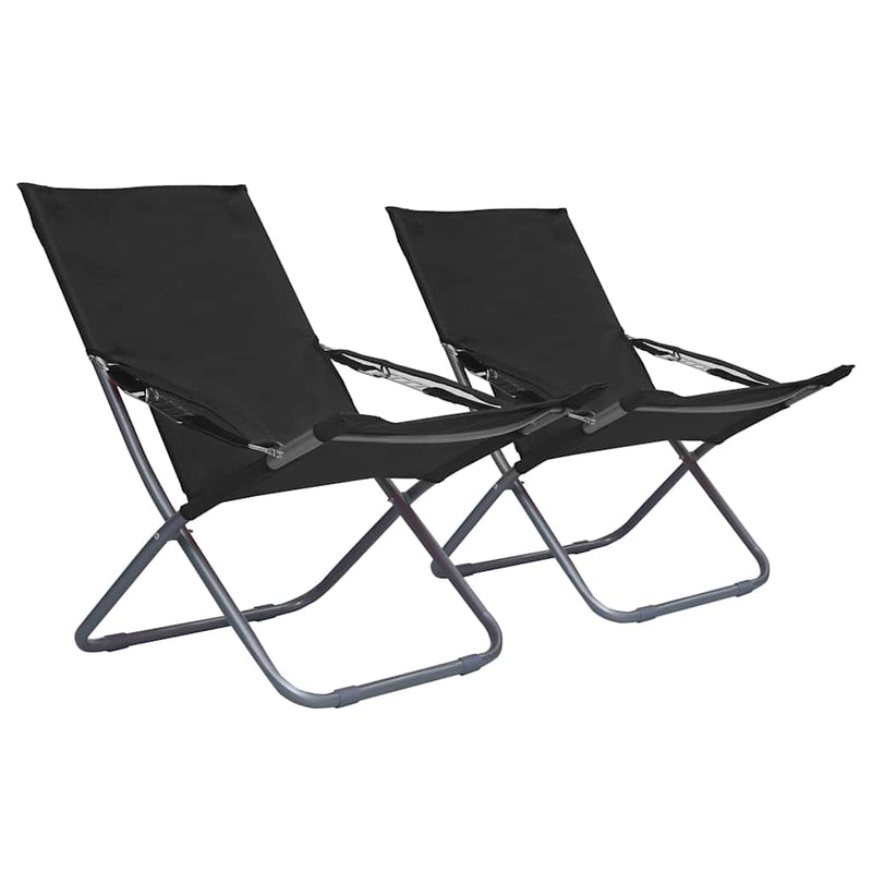 Scaune pliante 2 buc. Material textil negru