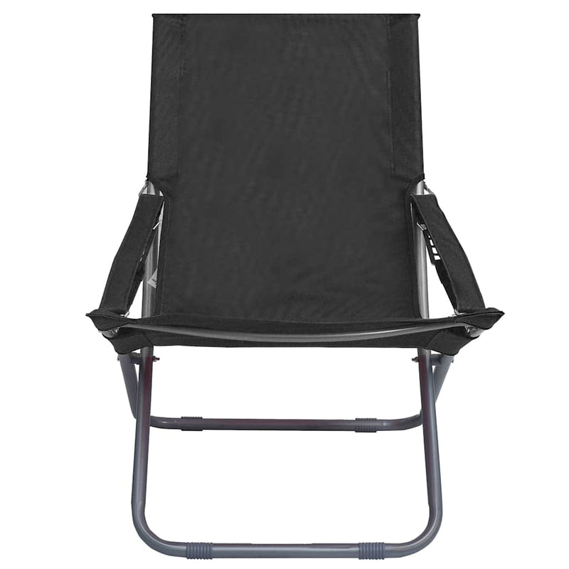 Scaune pliante 2 buc. Material textil negru