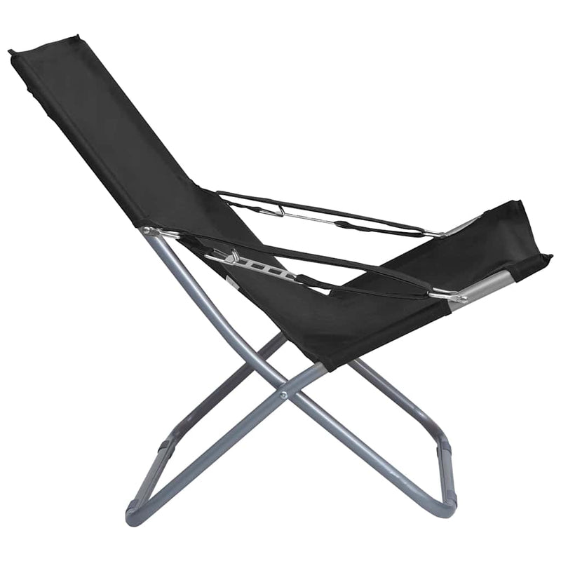 Scaune pliante 2 buc. Material textil negru