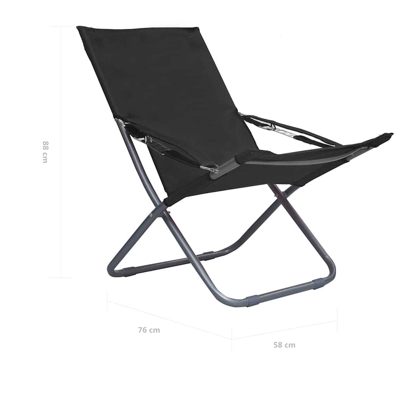 Scaune pliante 2 buc. Material textil negru
