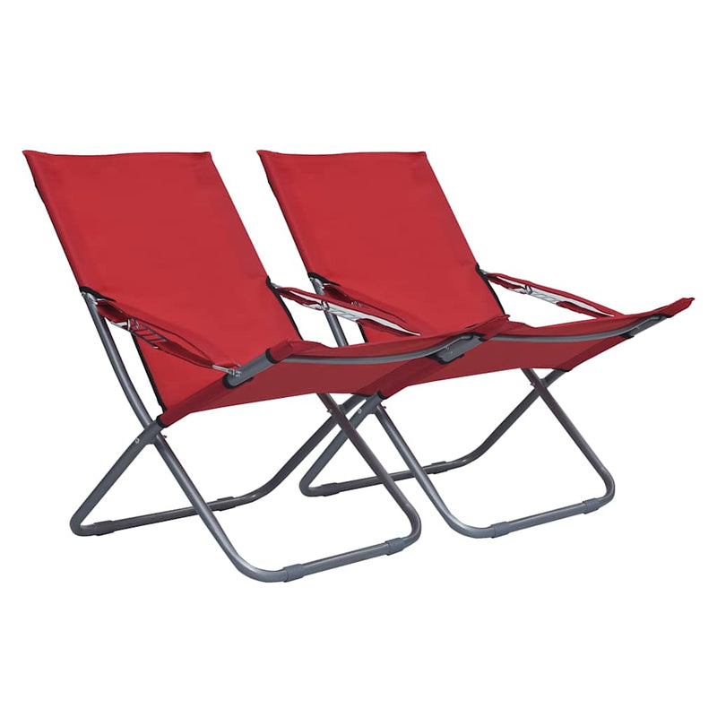 Scaune pliante 2 buc. Material textil roșu