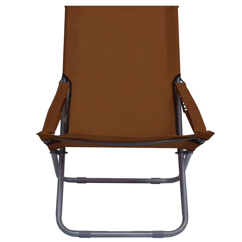 Scaune pliante 2 buc. Material textil maro