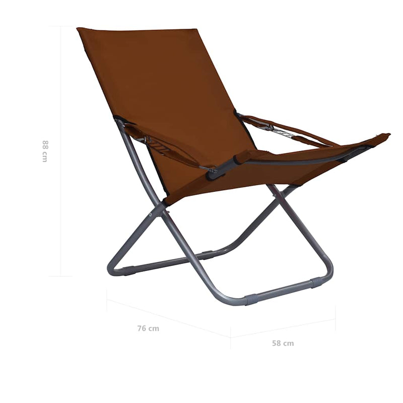 Scaune pliante 2 buc. Material textil maro