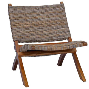Scaun relaxare, natural, ratan kubu și lemn masiv de mahon