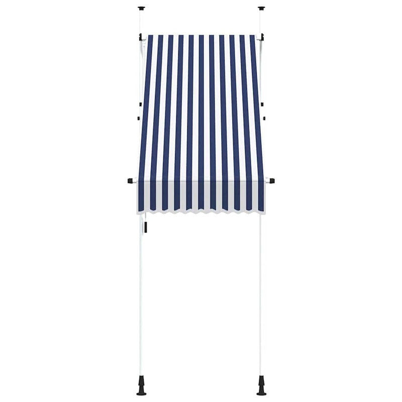 Copertină retractabilă manual, dungi albastru și alb, 100 cm