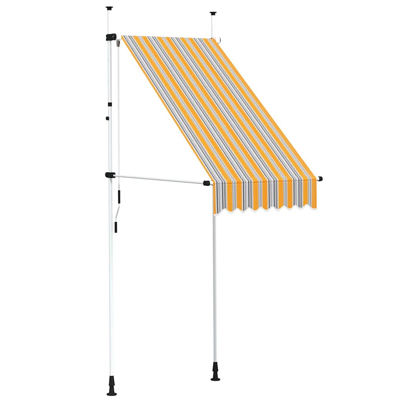 Copertină retractabilă manual, galben & albastru, 100 cm, dungi
