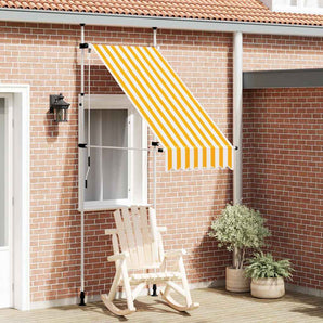 Copertină retractabilă manual, dungi portocaliu și alb, 100 cm