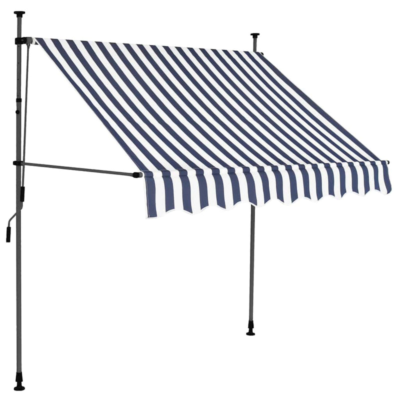 Copertină retractabilă manual cu LED, albastru & alb, 200 cm