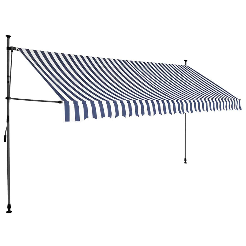 Copertină retractabilă manual cu LED, albastru & alb, 400 cm