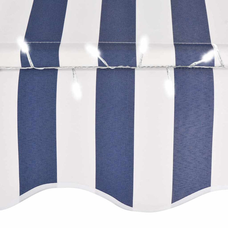 Copertină retractabilă manual cu LED, albastru & alb, 400 cm