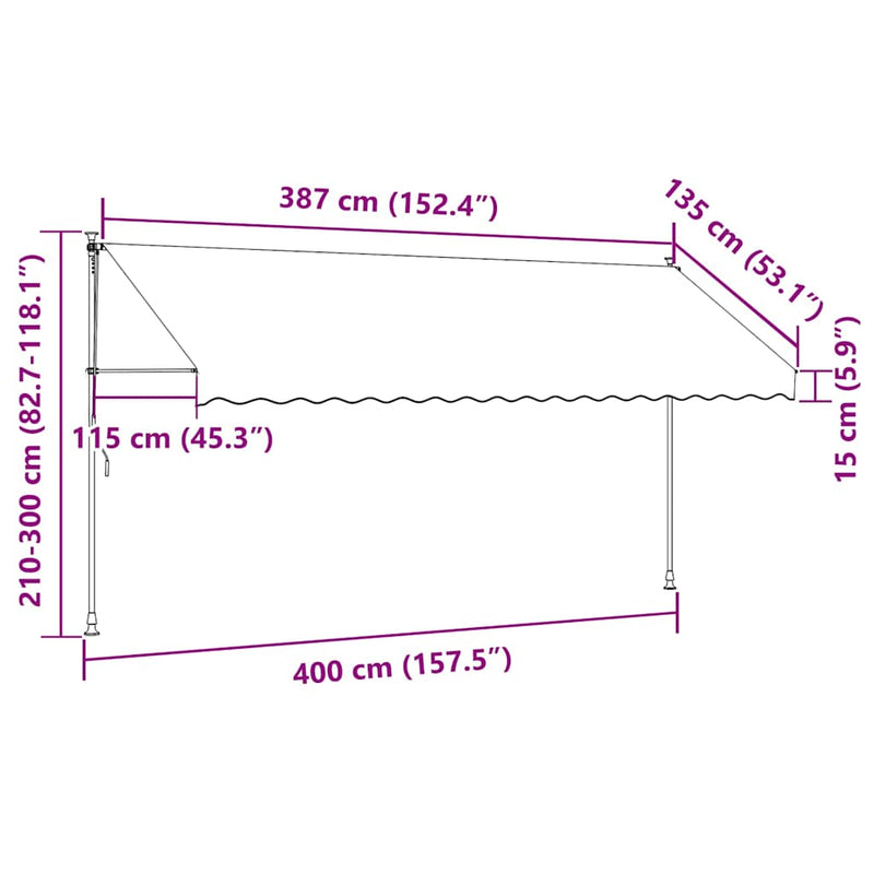 Copertină retractabilă manual cu LED, albastru & alb, 400 cm