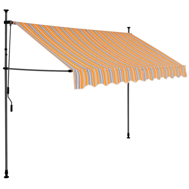 Copertină retractabilă manual cu LED, galben & albastru, 300 cm