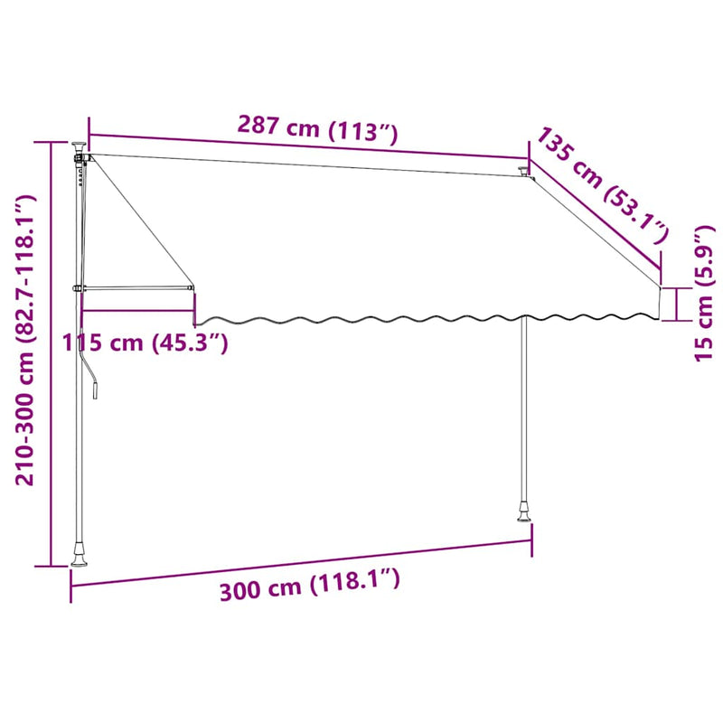 Copertină retractabilă manual cu LED, galben & albastru, 300 cm