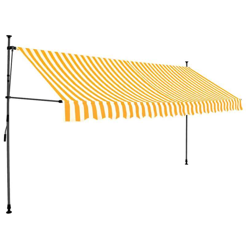 Copertină retractabilă manual cu LED, alb & portocaliu, 350 cm