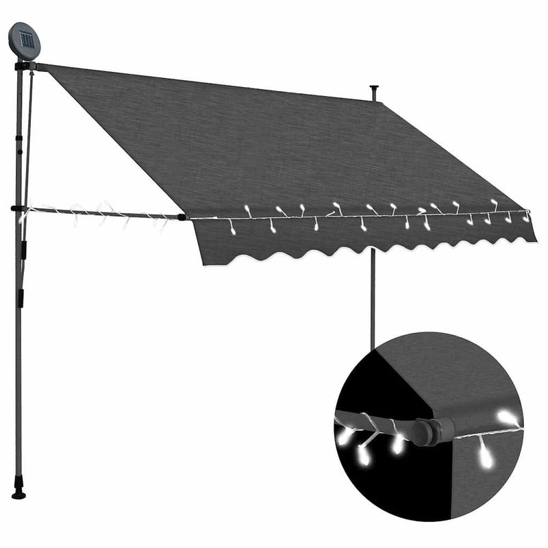 Copertină retractabilă manual cu LED, antracit, 300 cm
