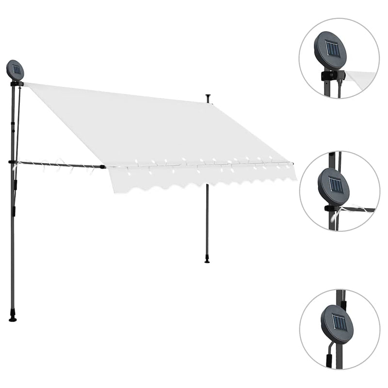 Copertină retractabilă manual cu LED, crem, 300 cm