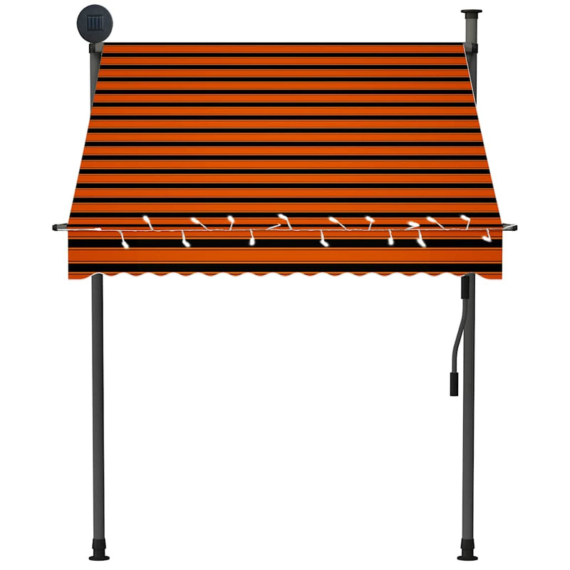 Copertină retractabilă manual cu LED, portocaliu & maro, 150 cm