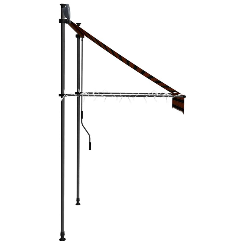 Copertină retractabilă manual cu LED, portocaliu & maro, 150 cm